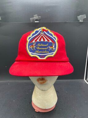 T.I. Red Snap Back Trucker Cap with Rope National Carousel Association Patch